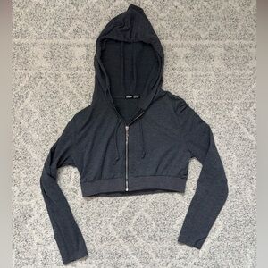 Grey Cropped Hoodie